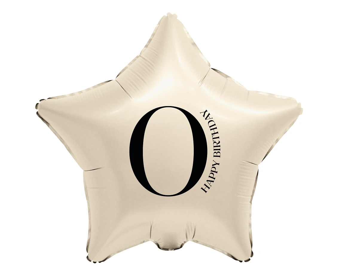 Foil Balloon 18" - Star with Number "0" (creamy)